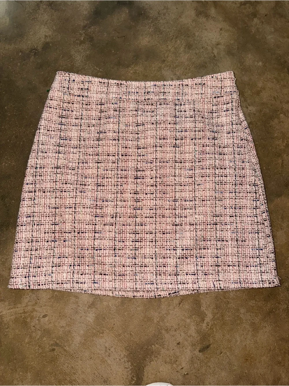 LOFT Pink Tweed Mini Skirt Size 6 Boucle Lined Career Classic Preppy